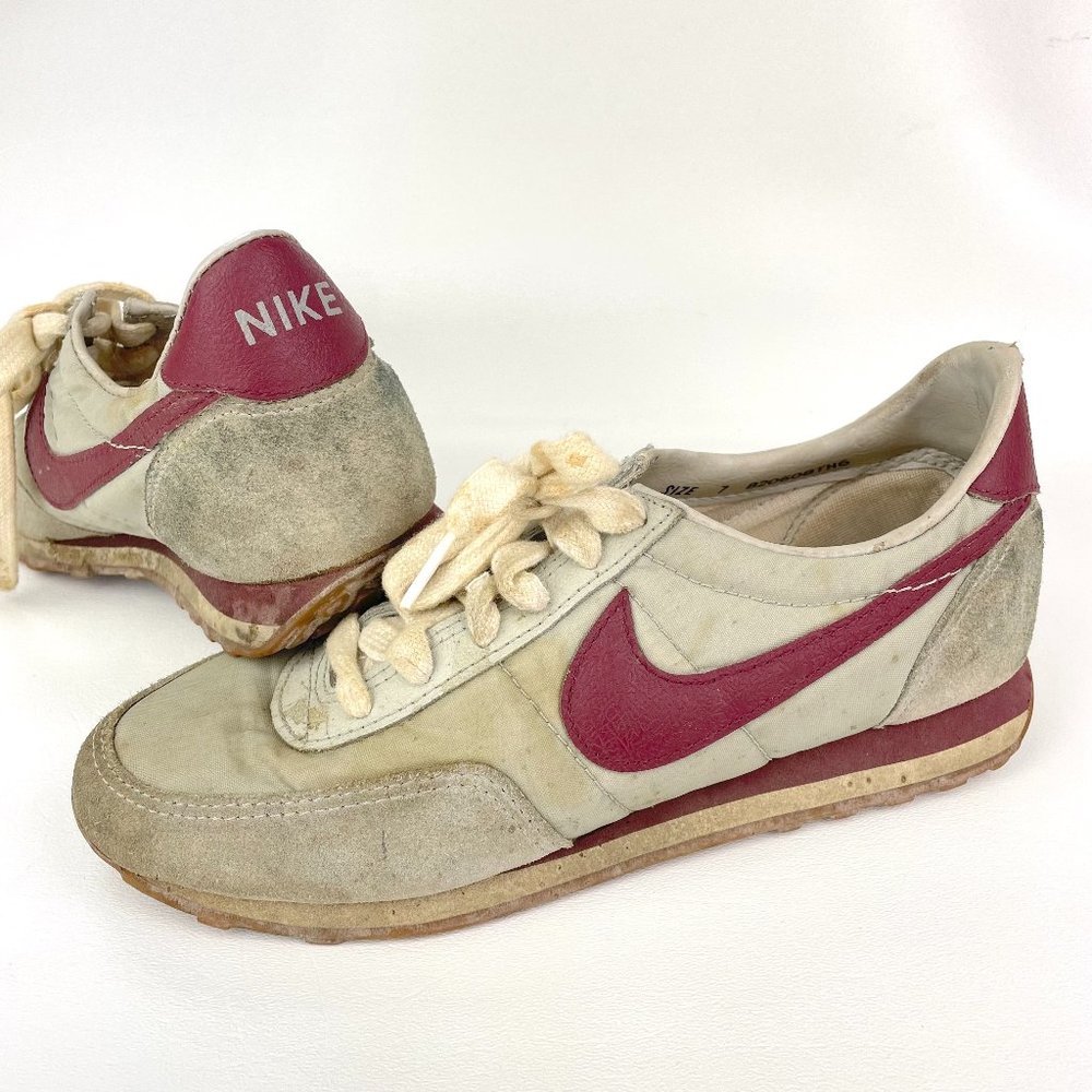 VTG 80s Nike Diablo Waffle Trainer 2 Size 7 Beige Burgundy Monterey 1982 1980s